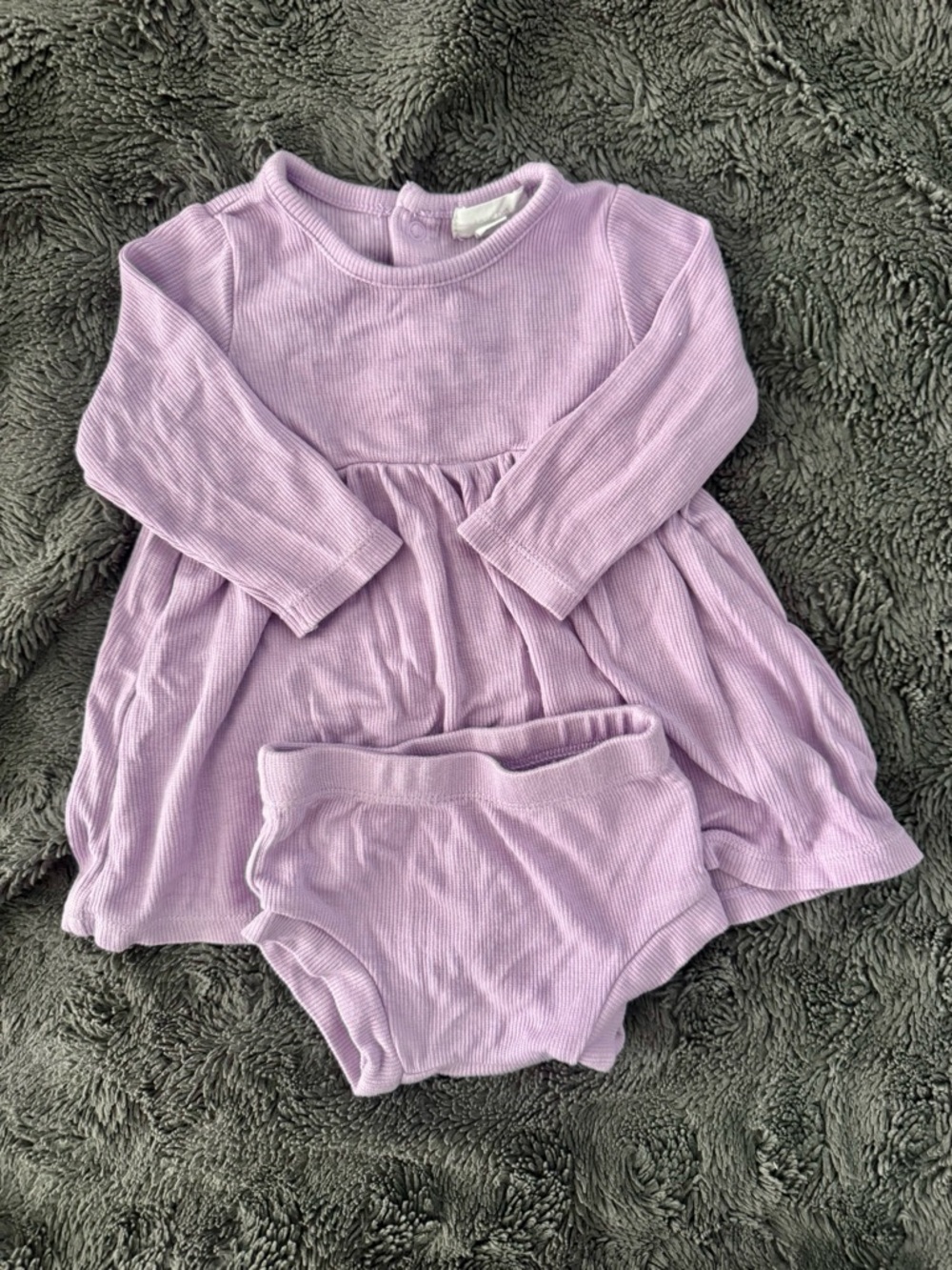 Angel Dear Lilac Ribbed Baby Dress with Matching Bloomers
